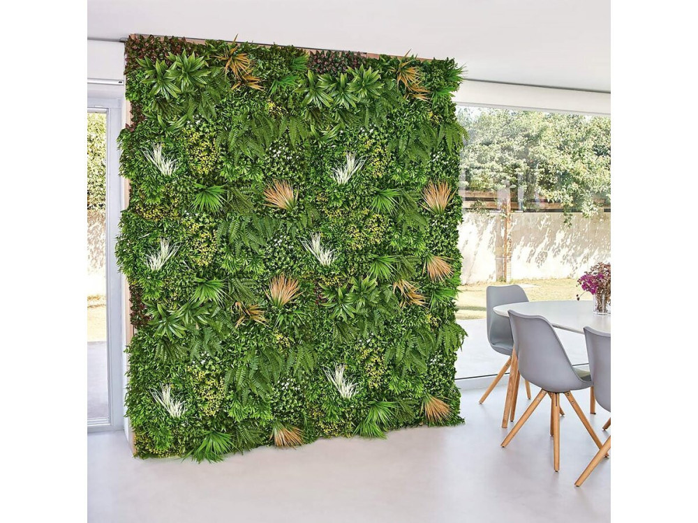 Panel vegetal "Sauvage vertical" - Lote de 4 - 1,00 x 1,00 m - Verde