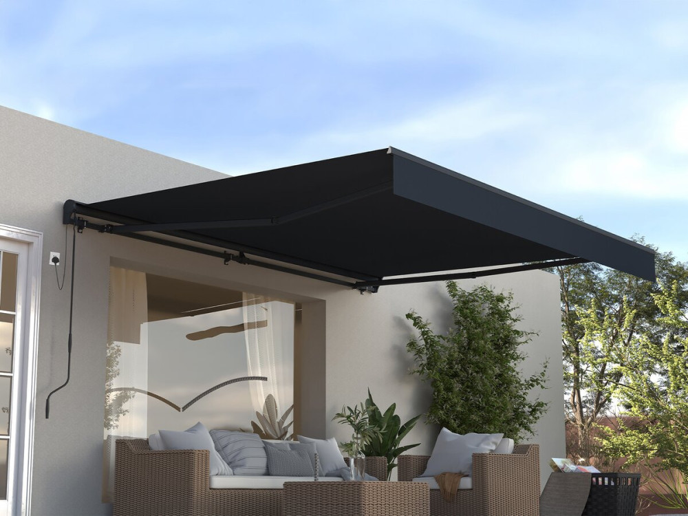 Toldo de aluminio retráctil motorizado "Ombra 4" 4 x 3 m - Gris antracita