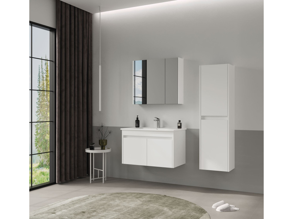 Armario de baño «Side 40» - 40 x 27 x 138 cm - Blanco mate