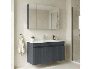 Conjunto de mueble con lavabo y espejo (2 piezas) «Tivoli 100» - 100 x 45 x 66 cm - Antracita mate 2