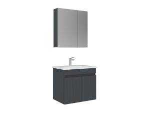 Conjunto de mueble con lavabo y espejo (2 piezas) «Tivoli 65» - 65 x 45 x 57 cm - Antracita mate