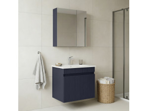 Conjunto de mueble con lavabo y espejo (2 piezas) «Tivoli 65» - 65 x 45 x 57 cm - Azul marino mate 2