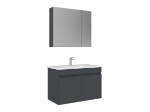 Conjunto de mueble con lavabo y espejo (2 piezas) «Tivoli 85» - 85 x 45 x 57 cm - Antracita mate
