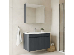 Conjunto de mueble con lavabo y espejo (2 piezas) «Tivoli 85» - 85 x 45 x 57 cm - Antracita mate 2