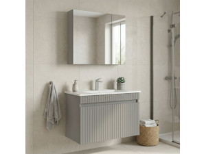 Conjunto de mueble con lavabo y espejo (2 piezas) «Tivoli 85» - 85 x 45 x 57 cm - Cachemira mate 2