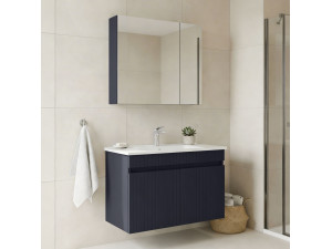 Conjunto de mueble con lavabo y espejo (2 piezas) «Tivoli 85» - 85 x 45 x 57 cm - Azul marino mate 2