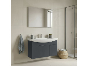 Conjunto de mueble con lavabo y espejo (2 piezas) «Purus 100» - 100 x 50 x 58 cm - Antracita mate 2