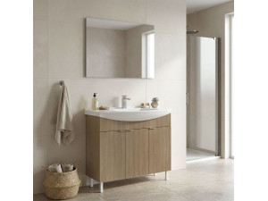 Conjunto de mueble con lavabo y espejo (2 piezas) «Purus 100» - 100 x 50 x 83 cm - Roble 2