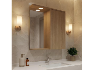 Mueble de baño con espejo «Purus 65» - 63 x 18 x 68 cm - Roble Sonomo 2