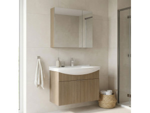 Conjunto de mueble con lavabo y espejo (2 piezas) «Purus 80» - 80 x 50 x 58 cm - Roble 2