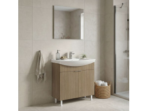 Conjunto de mueble con lavabo y espejo (2 piezas) «Purus 80» - 80 x 50 x 83 cm - Roble 2