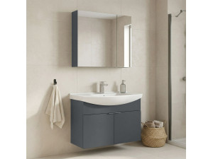 Conjunto de mueble con lavabo y espejo (2 piezas) «Purus 80» - 80 x 50 x 58 cm - Antracita mate 2