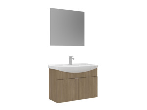 Conjunto de mueble con lavabo y espejo (2 piezas) «Purus 80» - 80 x 50 x 58 cm - Roble