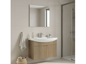 Conjunto de mueble con lavabo y espejo (2 piezas) «Purus 80» - 80 x 50 x 58 cm - Roble 2