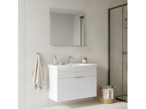 Conjunto de mueble con lavabo y espejo (2 piezas) «Purus 80» - 80 x 50 x 58 cm - Blanco 2