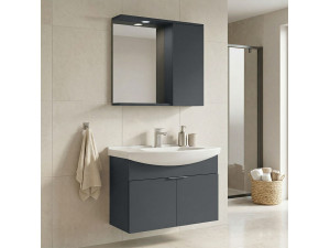 Conjunto de mueble con lavabo y espejo (2 piezas) «Purus 80» - 80 x 50 x 58 cm - Antracita mate 2
