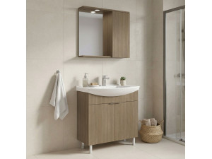 Conjunto de mueble con lavabo y espejo (2 piezas) «Purus 80» - 80 x 50 x 83 cm - Roble 2