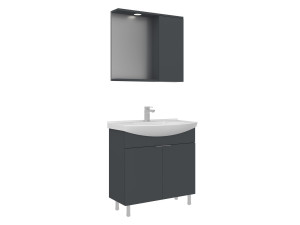 Conjunto de mueble con lavabo y espejo (2 piezas) «Purus 80» - 80 x 50 x 83 cm - Antracita mate