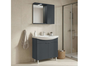 Conjunto de mueble con lavabo y espejo (2 piezas) «Purus 80» - 80 x 50 x 83 cm - Antracita mate 2