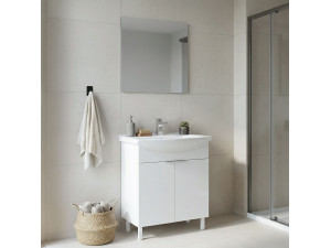 Conjunto de mueble con lavabo y espejo (2 piezas) «Purus 80» - 80 x 50 x 83 cm - Blanco 2