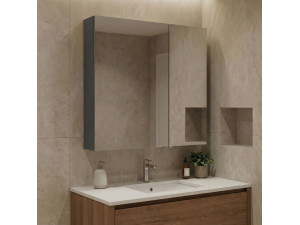 Mueble de baño con espejo «Purus Desna 60» - 60 x 16 x 66 cm - Antracita mate 2