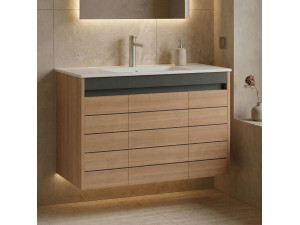 Mueble para lavabo «Ricato 100» - 101 x 47 x 62 cm - Nogal 2