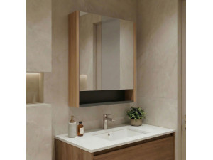 Mueble de baño con espejo «Ricato 60» - 60 x 16 x 78 cm - Nogal 2