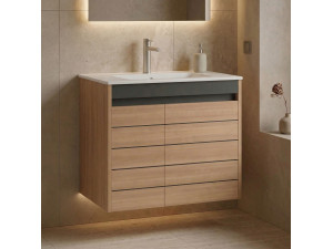 Mueble para lavabo «Ricato 80» - 81 x 47 x 62 cm - Nogal 2