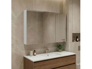 Mueble de baño con espejo «Side 100» - 100 x 16 x 66 cm - Blanco mate 2