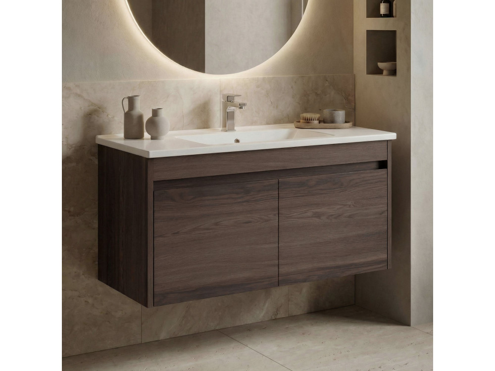 Mueble para lavabo «Side 100 v3» - 100 x 45 x 52 cm - Nogal oscuro