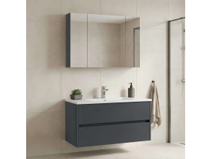 Conjunto de mueble con lavabo y espejo (2 piezas) «Side 100 v3» - 100 x 16 x 52 cm - Antracita mate 2