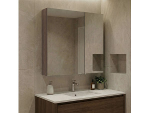 Mueble de baño con espejo «Side 60» - 60 x 16 x 66 cm - Nogal oscuro 2