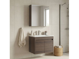 Conjunto de mueble con lavabo y espejo (2 piezas) «Side 65 v2» - 65 x 45 x 52 cm - Nogal 2
