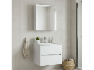 Conjunto de mueble con lavabo y espejo (2 piezas) «Side 65 v2» - 65 x 45 x 52 cm - Blanco mate 2