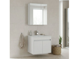 Conjunto de mueble con lavabo y espejo (2 piezas) «Side 65 v2» - 65 x 45 x 52 cm - Blanco mate 2
