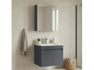 Conjunto de mueble con lavabo y espejo (2 piezas) «Side 65 v2» - 65 x 45 x 52 cm - Antracita mate 2