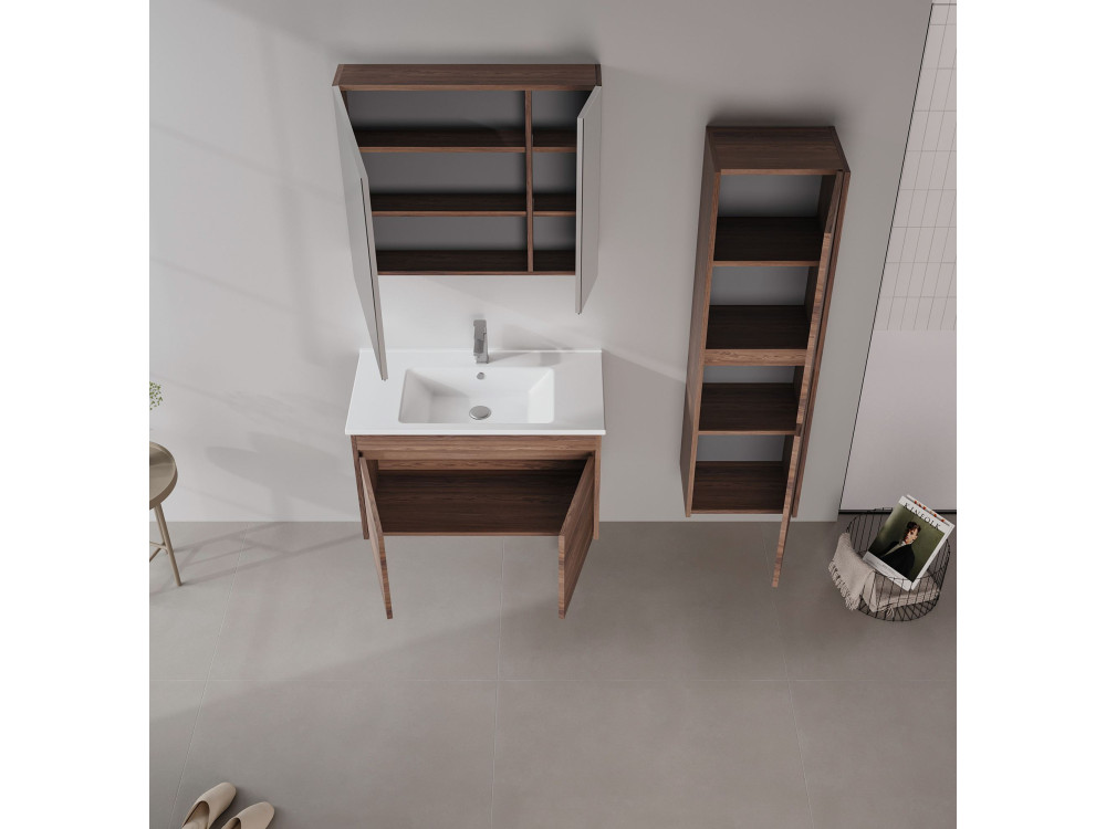 Mueble para lavabo «Side 85 v2» - 85 x 45 x 52 cm - Nogal oscuro