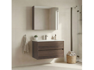 Conjunto de mueble con lavabo y espejo (2 piezas) «Side 85 v2» - 85 x 45 x 52 cm - Nogal 2