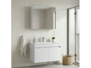 Conjunto de mueble con lavabo y espejo (2 piezas) «Side 85 v2» - 85 x 45 x 52 cm - Blanco mate 2