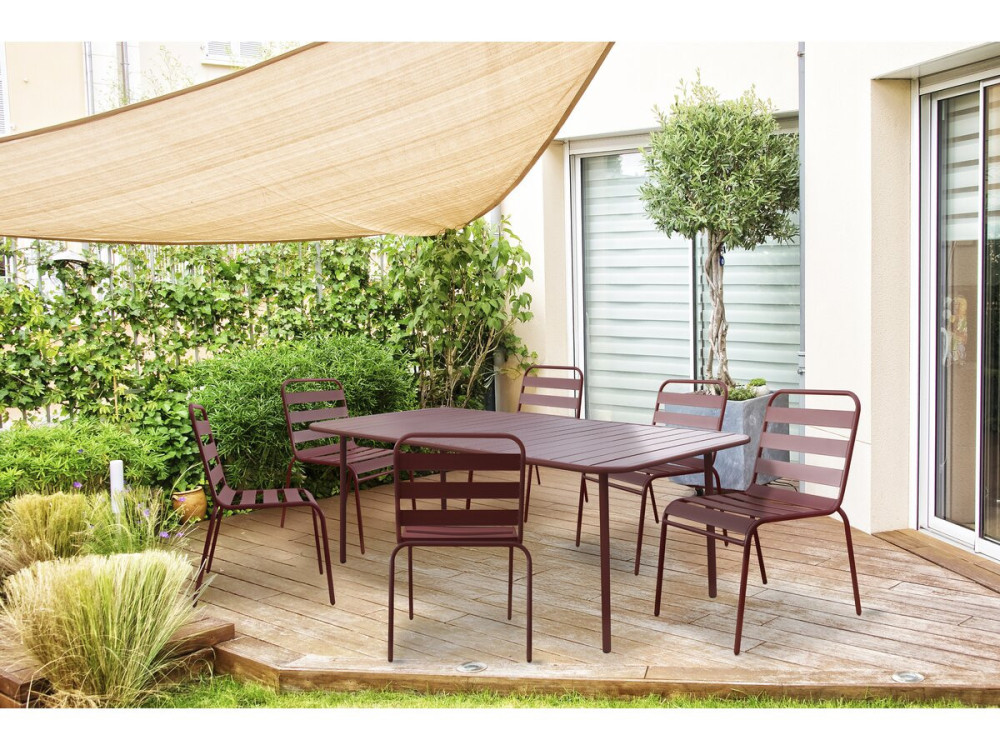 Mesa de jardín metálica Bilbao - 180 x 90 x 71 cm - Terracota