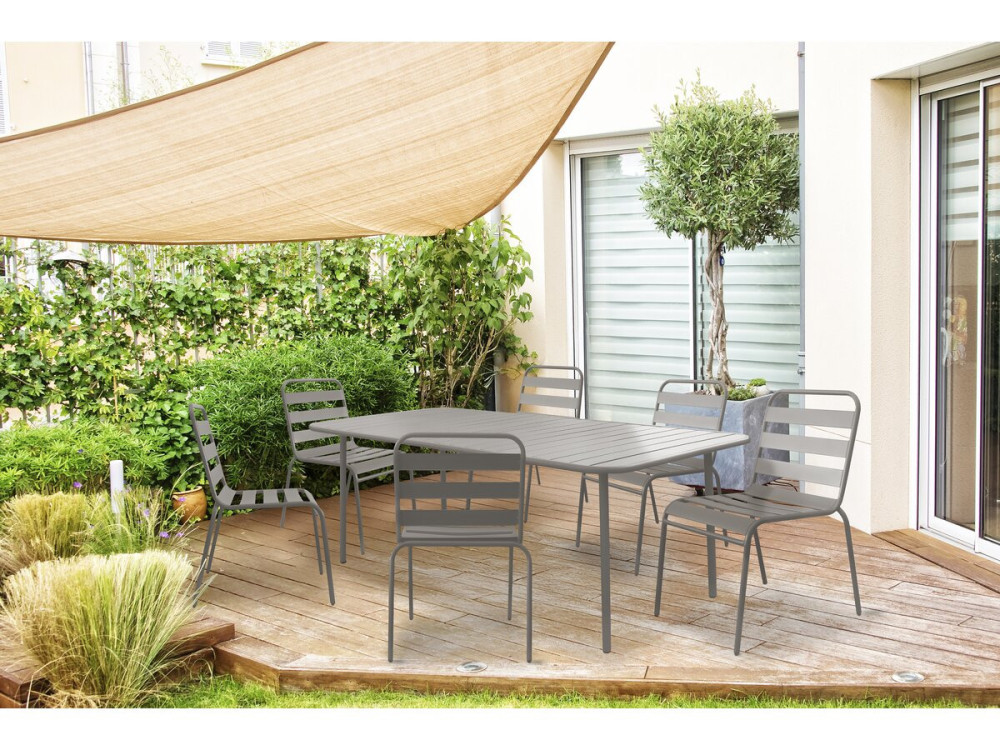 Mesa de jardín metálica "Bilbao" - 180 x 90 x 71 cm - Color topo