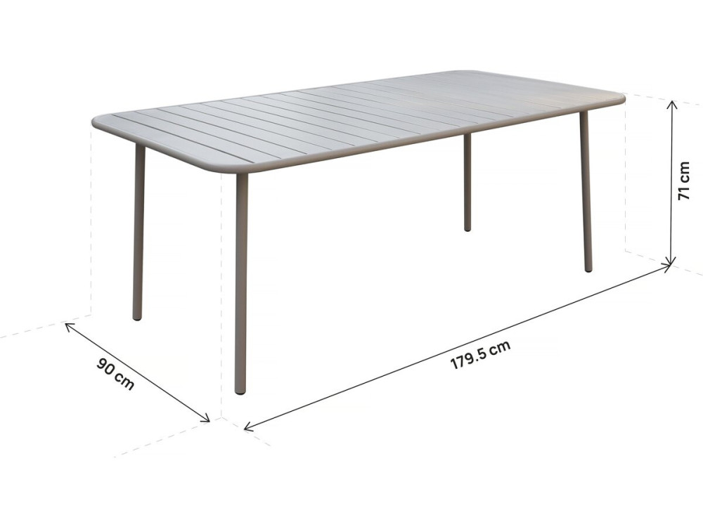 Mesa de jardín metálica "Bilbao" - 180 x 90 x 71 cm - Color topo
