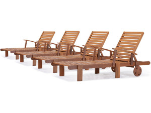 Tumbonas plegables en madera exótica "Tokyo" - Maple - Marron claro- Lote de 4