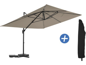 Sombrilla de jardín de aluminio voladiza "Sky 4" - 3 x 4 m - Gris topo - Con funda protectora