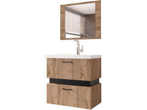 Mueble de cuarto de baño "Paros" - 3 piezas - Marrón/Negro