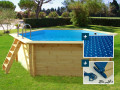 Piscina de madera "Hawai" - 4,10 x 1,20 m + cubierta con burbujas 180 + cubierta de invierno 280 gr/m²