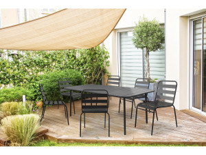 Mesa de jardín metálica "Bilbao" - 180 x 90 x 71 cm - Gris 2