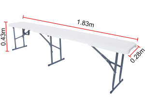 Banco de metal "Foldy" - 183 x 29 x 42 cm - Blanco 2