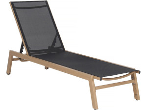 Tumbona de aluminio "Elysia" efecto madera - Negro
