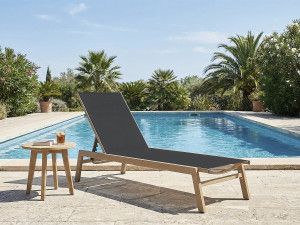 Tumbona de aluminio "Elysia" efecto madera - Negro 2